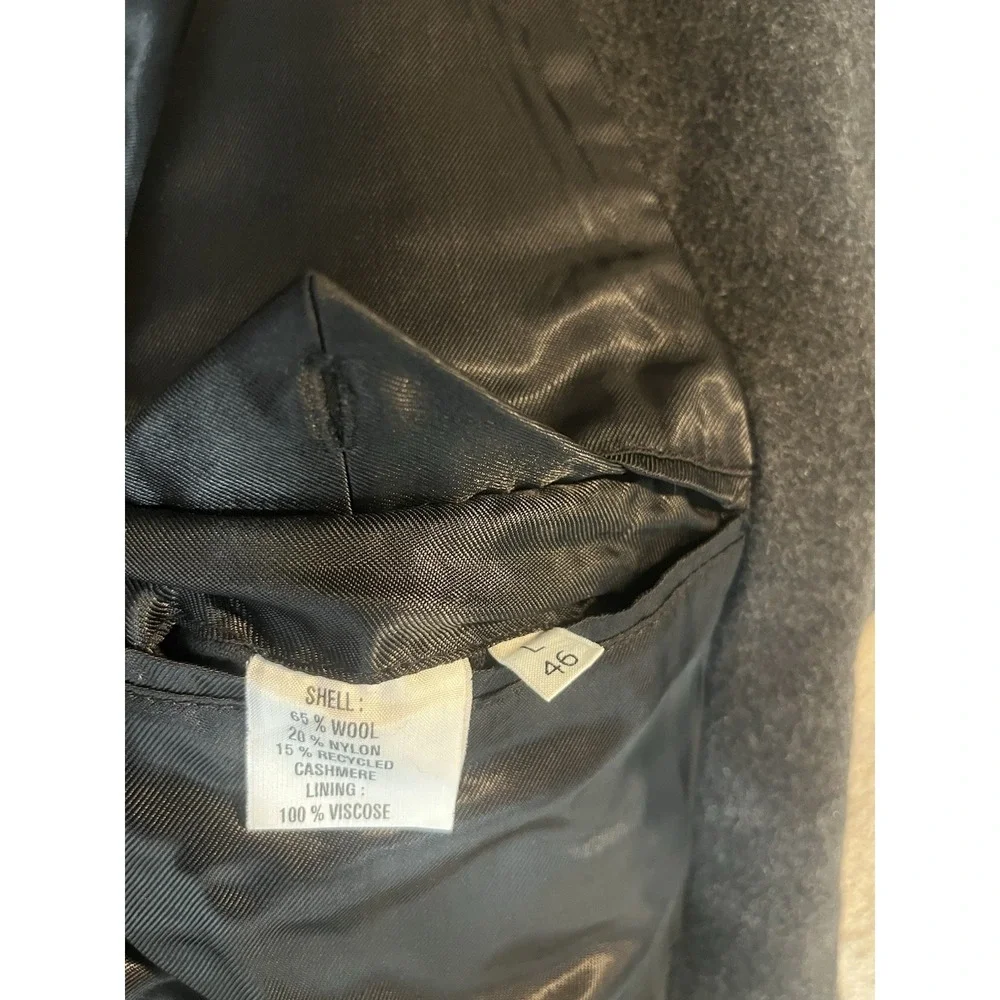 Silver Cloud‎ Cashmere Blend Men's Long Grey Lined Coat Size 46L 3-Button Trench